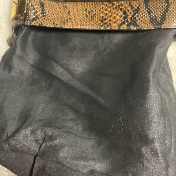 Snakeskin Pattern black and brown synthetic bucket style Shoulder Bag black trim - Picture 13 of 13